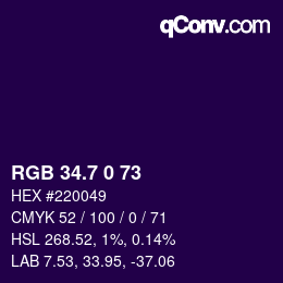 カラーコード: RGB 34.7 0 73 | qconv.com