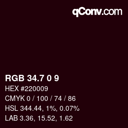 カラーコード: RGB 34.7 0 9 | qconv.com