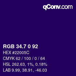 カラーコード: RGB 34.7 0 92 | qconv.com