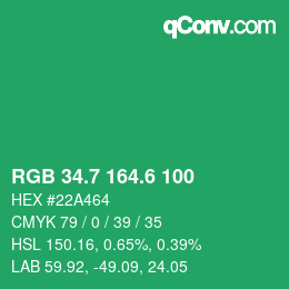 カラーコード: RGB 34.7 164.6 100 | qconv.com