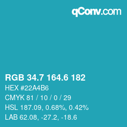 カラーコード: RGB 34.7 164.6 182 | qconv.com