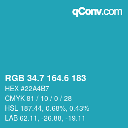 カラーコード: RGB 34.7 164.6 183 | qconv.com