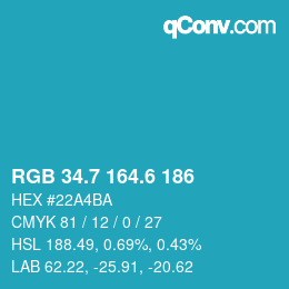 カラーコード: RGB 34.7 164.6 186 | qconv.com