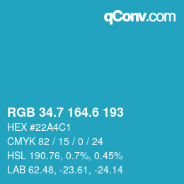 カラーコード: RGB 34.7 164.6 193 | qconv.com