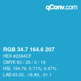 カラーコード: RGB 34.7 164.6 207 | qconv.com