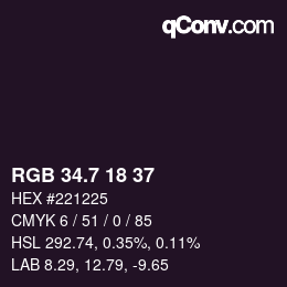カラーコード: RGB 34.7 18 37 | qconv.com