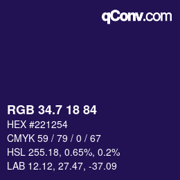 カラーコード: RGB 34.7 18 84 | qconv.com