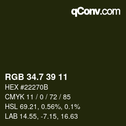 カラーコード: RGB 34.7 39 11 | qconv.com