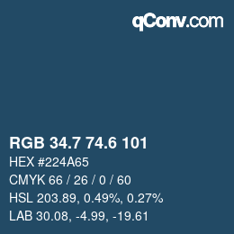 カラーコード: RGB 34.7 74.6 101 | qconv.com