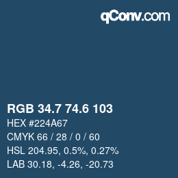 カラーコード: RGB 34.7 74.6 103 | qconv.com