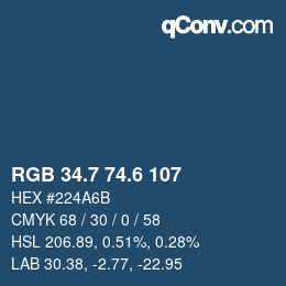 カラーコード: RGB 34.7 74.6 107 | qconv.com