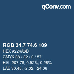 カラーコード: RGB 34.7 74.6 109 | qconv.com
