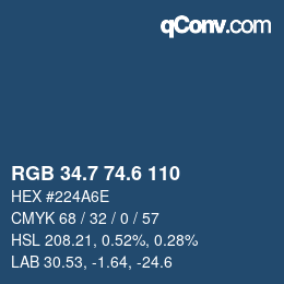 カラーコード: RGB 34.7 74.6 110 | qconv.com