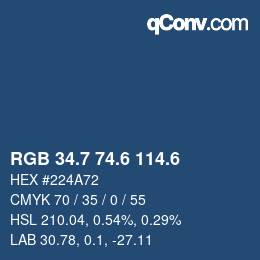 カラーコード: RGB 34.7 74.6 114.6 | qconv.com