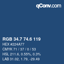 カラーコード: RGB 34.7 74.6 119 | qconv.com