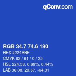 カラーコード: RGB 34.7 74.6 190 | qconv.com