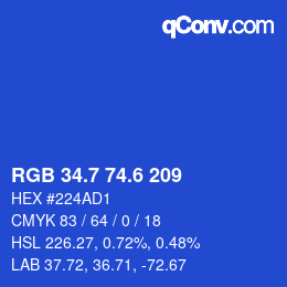 カラーコード: RGB 34.7 74.6 209 | qconv.com