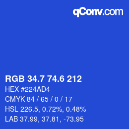 カラーコード: RGB 34.7 74.6 212 | qconv.com