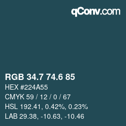 カラーコード: RGB 34.7 74.6 85 | qconv.com