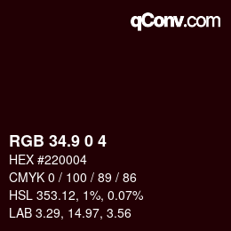 カラーコード: RGB 34.9 0 4 | qconv.com