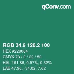 カラーコード: RGB 34.9 128.2 100 | qconv.com