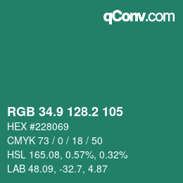 カラーコード: RGB 34.9 128.2 105 | qconv.com