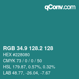 カラーコード: RGB 34.9 128.2 128 | qconv.com