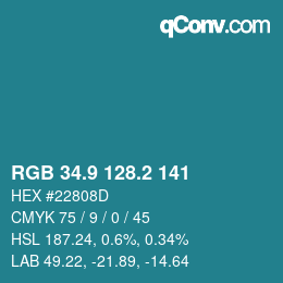 Color code: RGB 34.9 128.2 141 | qconv.com