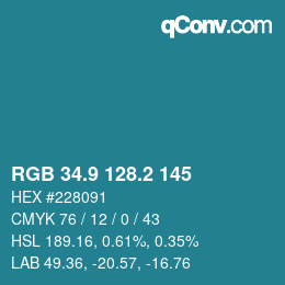 Color code: RGB 34.9 128.2 145 | qconv.com