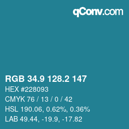 Color code: RGB 34.9 128.2 147 | qconv.com