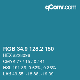 Color code: RGB 34.9 128.2 150 | qconv.com