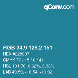 Color code: RGB 34.9 128.2 151 | qconv.com
