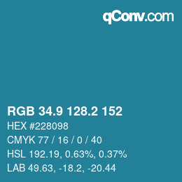 Color code: RGB 34.9 128.2 152 | qconv.com