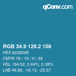 カラーコード: RGB 34.9 128.2 158 | qconv.com