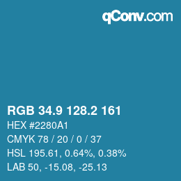Color code: RGB 34.9 128.2 161 | qconv.com