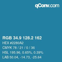 カラーコード: RGB 34.9 128.2 162 | qconv.com