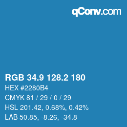 Color code: RGB 34.9 128.2 180 | qconv.com