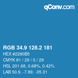 カラーコード: RGB 34.9 128.2 181 | qconv.com