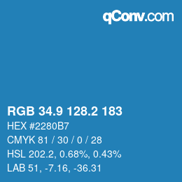 カラーコード: RGB 34.9 128.2 183 | qconv.com