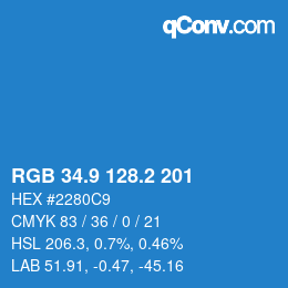Color code: RGB 34.9 128.2 201 | qconv.com