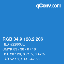 カラーコード: RGB 34.9 128.2 206 | qconv.com