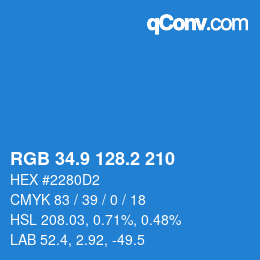 Color code: RGB 34.9 128.2 210 | qconv.com