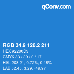 カラーコード: RGB 34.9 128.2 211 | qconv.com
