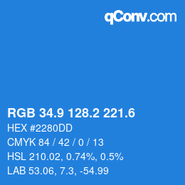 カラーコード: RGB 34.9 128.2 221.6 | qconv.com