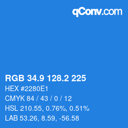 カラーコード: RGB 34.9 128.2 225 | qconv.com