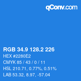 カラーコード: RGB 34.9 128.2 226 | qconv.com