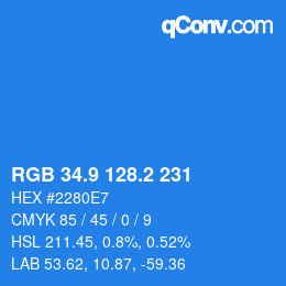 カラーコード: RGB 34.9 128.2 231 | qconv.com