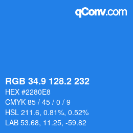 カラーコード: RGB 34.9 128.2 232 | qconv.com