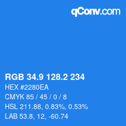 カラーコード: RGB 34.9 128.2 234 | qconv.com