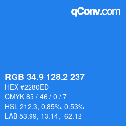 Farbcode: RGB 34.9 128.2 237 | qconv.com